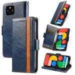 For Google Pixel 5 CaseNeo Splicing Dual Magnetic Buckle Leather Phone Case(Blue)