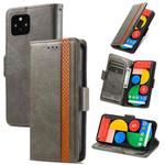 For Google Pixel 5 CaseNeo Splicing Dual Magnetic Buckle Leather Phone Case(Gray)