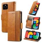 For Google Pixel 5 CaseNeo Splicing Dual Magnetic Buckle Leather Phone Case(Khaki)