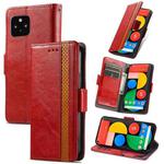 For Google Pixel 5 XL CaseNeo Splicing Dual Magnetic Buckle Leather Phone Case(Red)