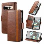For Google Pixel 7 CaseNeo Splicing Dual Magnetic Buckle Leather Phone Case(Brown)