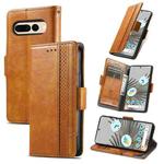 For Google Pixel 7 CaseNeo Splicing Dual Magnetic Buckle Leather Phone Case(Khaki)