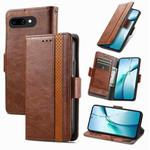 For Google Pixel 9a CaseNeo Splicing Dual Magnetic Buckle Leather Phone Case(Brown)