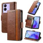 For vivo Y17s 4G CaseNeo Splicing Dual Magnetic Buckle Leather Phone Case(Brown)