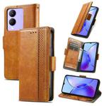For vivo Y17s 4G CaseNeo Splicing Dual Magnetic Buckle Leather Phone Case(Khaki)