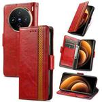 For vivo X100 CaseNeo Splicing Dual Magnetic Buckle Leather Phone Case(Red)