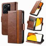 For vivo Y35 5G CaseNeo Splicing Dual Magnetic Buckle Leather Phone Case(Brown)