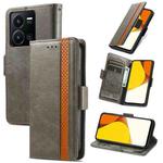 For vivo Y35 5G CaseNeo Splicing Dual Magnetic Buckle Leather Phone Case(Gray)