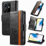 For vivo Y22 CaseNeo Splicing Dual Magnetic Buckle Leather Phone Case(Black)