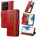 For vivo Y22 CaseNeo Splicing Dual Magnetic Buckle Leather Phone Case(Red)