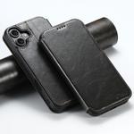 For iPhone 16 Suteni J05 Leather Magnetic MagSafe Phone Case(Black)