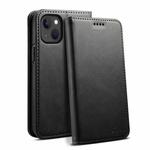 For iPhone 15 Plus Suteni Calf Texture Horizontal Flip Leather Phone Case(Black)