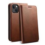 For iPhone 15 Plus Suteni Calf Texture Horizontal Flip Leather Phone Case(Brown)