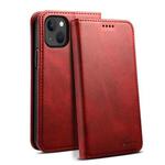 For iPhone 15 Suteni Calf Texture Horizontal Flip Leather Phone Case(Red)