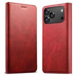 For iPhone 17 Pro Max Suteni Calf Texture Horizontal Flip Leather Phone Case(Red)