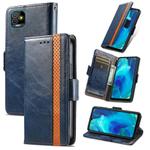 For Tecno Pop 5 CaseNeo Splicing Dual Magnetic Buckle Leather Phone Case(Blue)