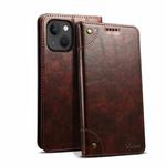 For iPhone 15 Plus Suteni Baroque Calf Texture Buckle Wallet Leather Phone Case(Brown)