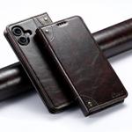 For iPhone 16 Suteni Baroque Calf Texture Buckle Wallet Leather Phone Case(Brown)