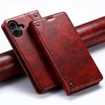 For iPhone 16 Suteni Baroque Calf Texture Buckle Wallet Leather Phone Case(Red)