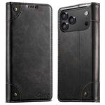 For iPhone 17 Pro Max Suteni Baroque Calf Texture Buckle Wallet Leather Phone Case(Black)