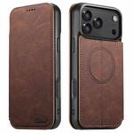 For iPhone 17 Pro Max Suteni J06 Retro Matte Litchi Texture Leather MagSafe Phone Case(Brown)