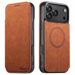 For iPhone 17 Pro Max Suteni J06 Retro Matte Litchi Texture Leather MagSafe Phone Case(Khaki)
