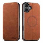 For iPhone 17 Suteni J06 Retro Matte Litchi Texture Leather MagSafe Phone Case(Khaki)