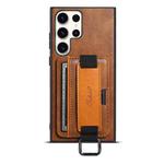 For Samsung Galaxy S24 Ultra 5G Suteni H13 Card Wallet Wrist Strap Holder PU Phone Case(Brown)