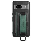 For Googel Pixel 8a Suteni H13 Card Wallet Wrist Strap Holder PU Phone Case(Black)