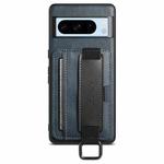 For Googel Pixel 8 Pro Suteni H13 Card Wallet Wrist Strap Holder PU Phone Case(Blue)