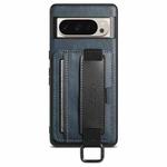 For Googel Pixel 9 Suteni H13 Card Wallet Wrist Strap Holder PU Phone Case(Blue)