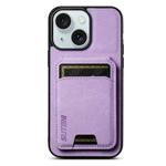 For iPhone 15 Plus Suteni H02 Litchi Leather Card Wallet Stand Back Phone Case(Purple)