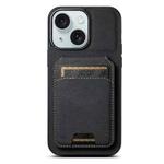 For iPhone 15 Suteni H02 Litchi Leather Card Wallet Stand Back Phone Case(Black)