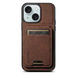 For iPhone 15 Suteni H02 Litchi Leather Card Wallet Stand Back Phone Case(Brown)