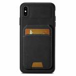 For iPhone X / XS Suteni H02 Litchi Leather Card Wallet Stand Back Phone Case(Black)