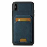 For iPhone X / XS Suteni H02 Litchi Leather Card Wallet Stand Back Phone Case(Blue)