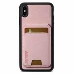 For iPhone X / XS Suteni H02 Litchi Leather Card Wallet Stand Back Phone Case(Pink)