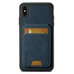 For iPhone XS Max Suteni H02 Litchi Leather Card Wallet Stand Back Phone Case(Blue)