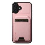 For iPhone 16 Plus Suteni H02 Litchi Leather Card Wallet Stand Back Phone Case(Pink)