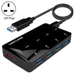 WAVLINK WL-UH3042P1 2.4A Fast Charging Adapter for Keyboard Mouse 4-Port USB3.0 HUB(UK Plug)