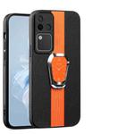 For vivo S18 Pro Magnetic Litchi Leather Back Phone Case with Holder(Orange)