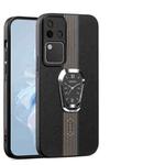 For vivo S18 Pro Magnetic Litchi Leather Back Phone Case with Holder(Black)