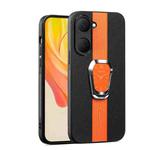 For vivo Y03 Global Magnetic Litchi Leather Back Phone Case with Holder(Orange)