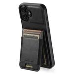 For iPhone 16 Suteni H03 Oil Wax Leather Wallet Stand Back Phone Case(Black)