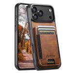 For iPhone 17 Pro Max Suteni H03 Oil Wax Leather Wallet Stand Back Phone Case(Brown)