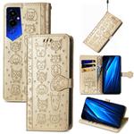 For Tecno Pova 4 Pro Cat and Dog Embossed Leather Phone Case(Gold)