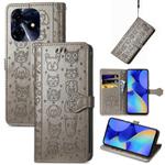 For Tecno Spark 10 Cat and Dog Embossed Leather Phone Case(Gray)