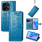 For Tecno Spark 10C Cat and Dog Embossed Leather Phone Case(Blue)