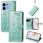 For Tecno Camon 20 / 20 Pro 4G Cat and Dog Embossed Leather Phone Case(Green)