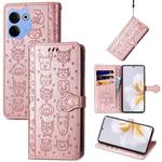 For Tecno Camon 20 Premier Cat and Dog Embossed Leather Phone Case(Rose Gold)